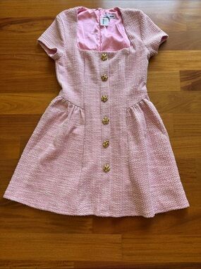 Fashion Nova Pink Tweed Button-Front Dress